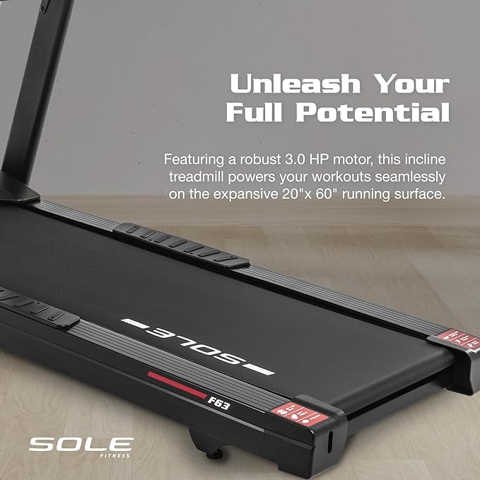Sole F63 Treadmill ¨C Smart Folding Design, Powerful 3.0HP Motor & Bluetooth Fitness Tracking